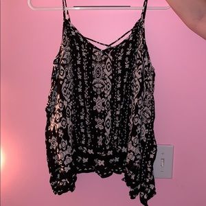 Patrons of Peace open shoulder long sleeve shirt